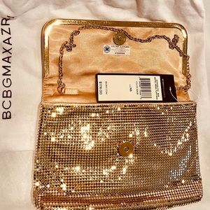 BCBGMAXAZRIA Brand New(NWT) Women’s Formal Metal Mesh Flap Bag w/Chain $75